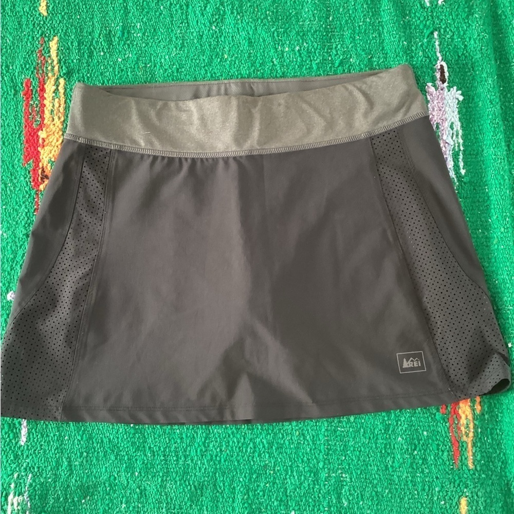 REI Size M Womens Gray Stretch Waist Drawstring A-Line Athletic Tennis Skort 637